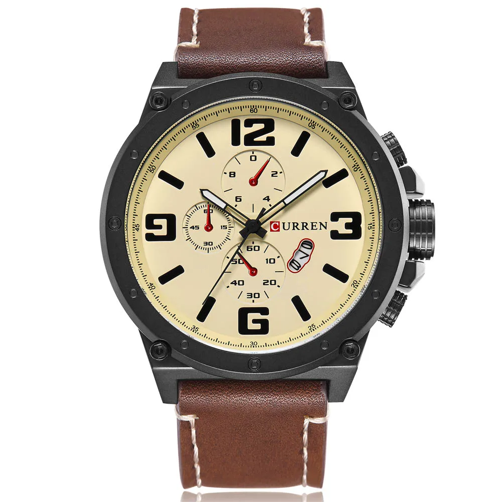 CURREN Mens Watches Top Brand Luxury 30M Waterproof Date Clock Male Leather Strap Casual Quartz Watch Men Sports Wrist Watches