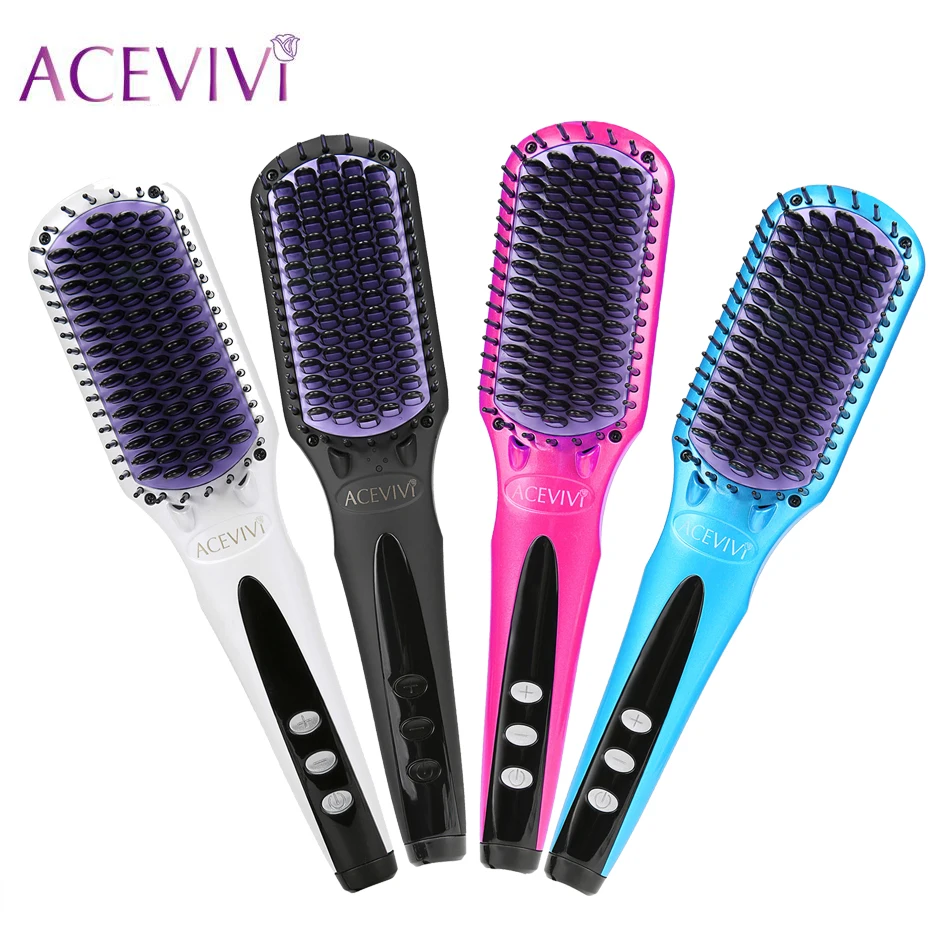 

ACEVIVI Hair Straightener Iron Comb Hair Styling Tool Digital Electric Heating Straighting Curling Brush LED Display EU UK Plug