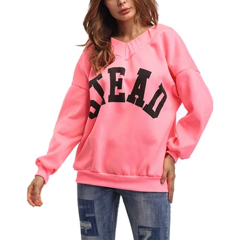 

stead Printed Russian Sweatshirt Women Casual Long Sleeve Jump Sweat Top Female Harajuku Hoodie Grey Pink hoodie women
