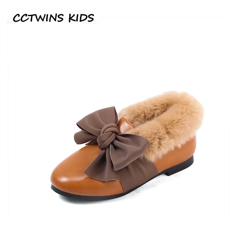 

CCTWINS KIDS 2018 Winter Children Fashion Slip On Shoe Baby Girl Pu Leather Loafer Toddler Butterfly Flat Black GL2019