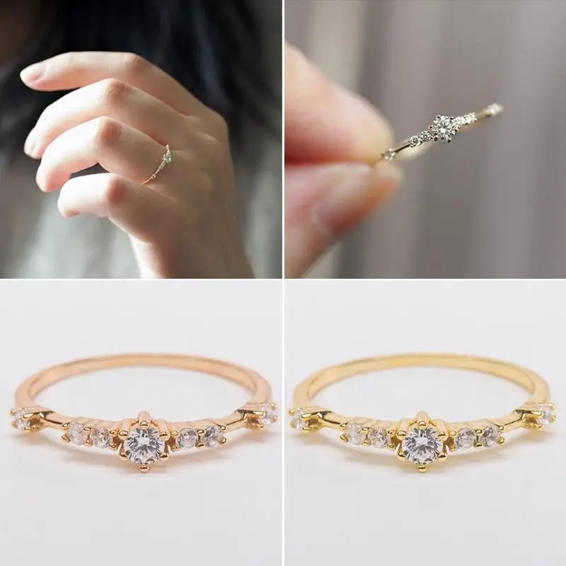  2019  New  Design  Small Cute Rose Gold Color Ring  Crystal 