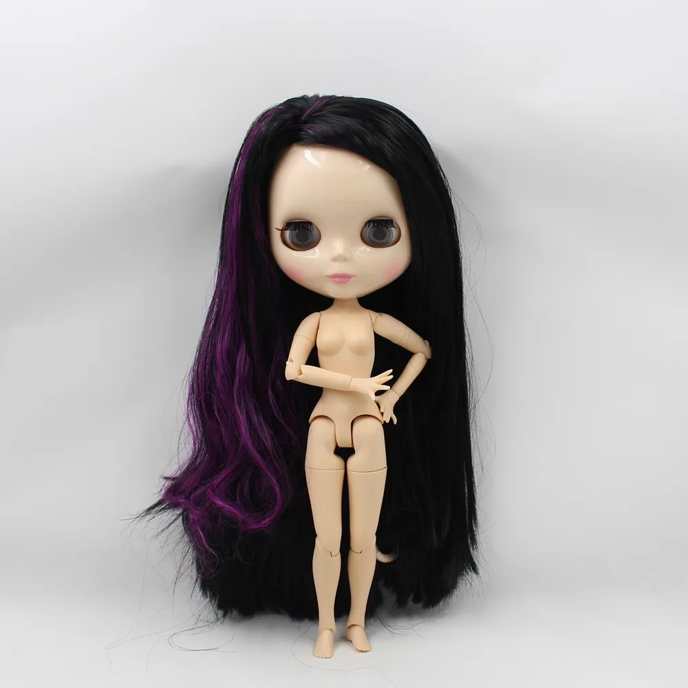Обнаженная кукла Blyth фиолетовый микс черные длинные волосы мода Blyth BJD кукла с гибкими суставами модель игрушки