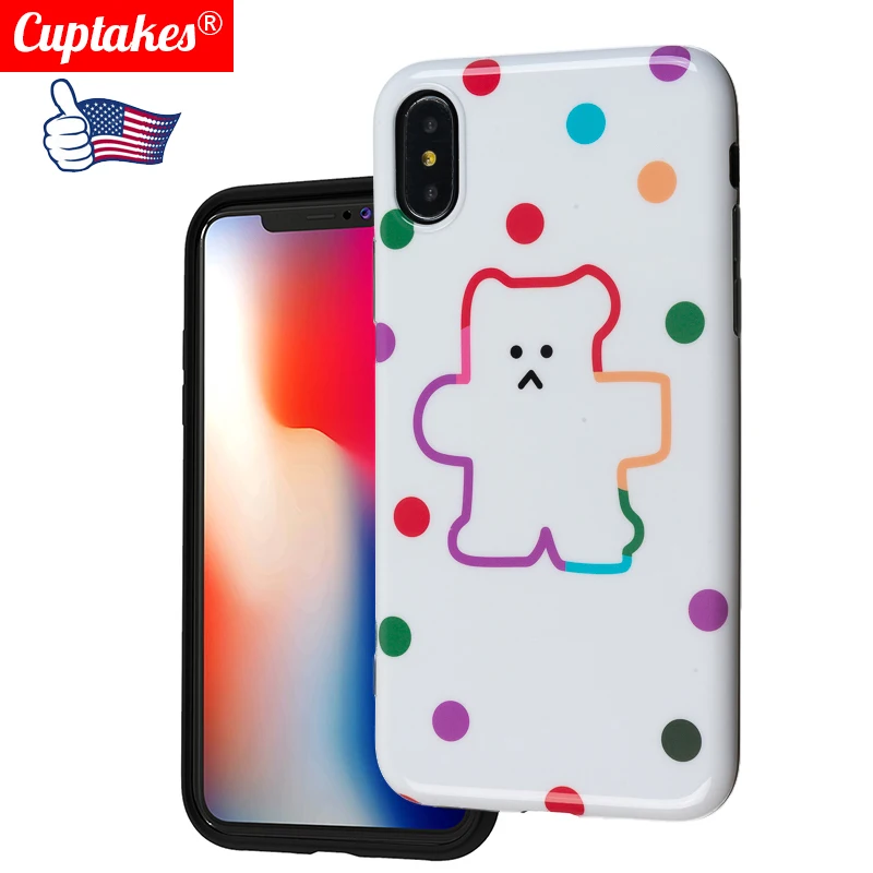 

Luxury bling Glossy IMD Soft Silicone Case for iPhone X XS Max XR 7 8 Plus 6 6S Cute Baby White Bear Brave Cartoon Friend Jelly