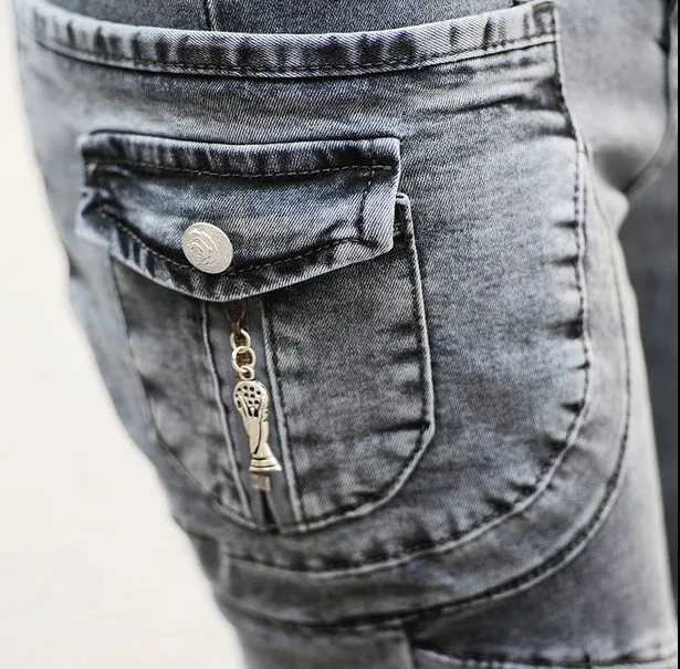 Женские облегающие мото байкерские джинсы на молнии узкие карго с карманами