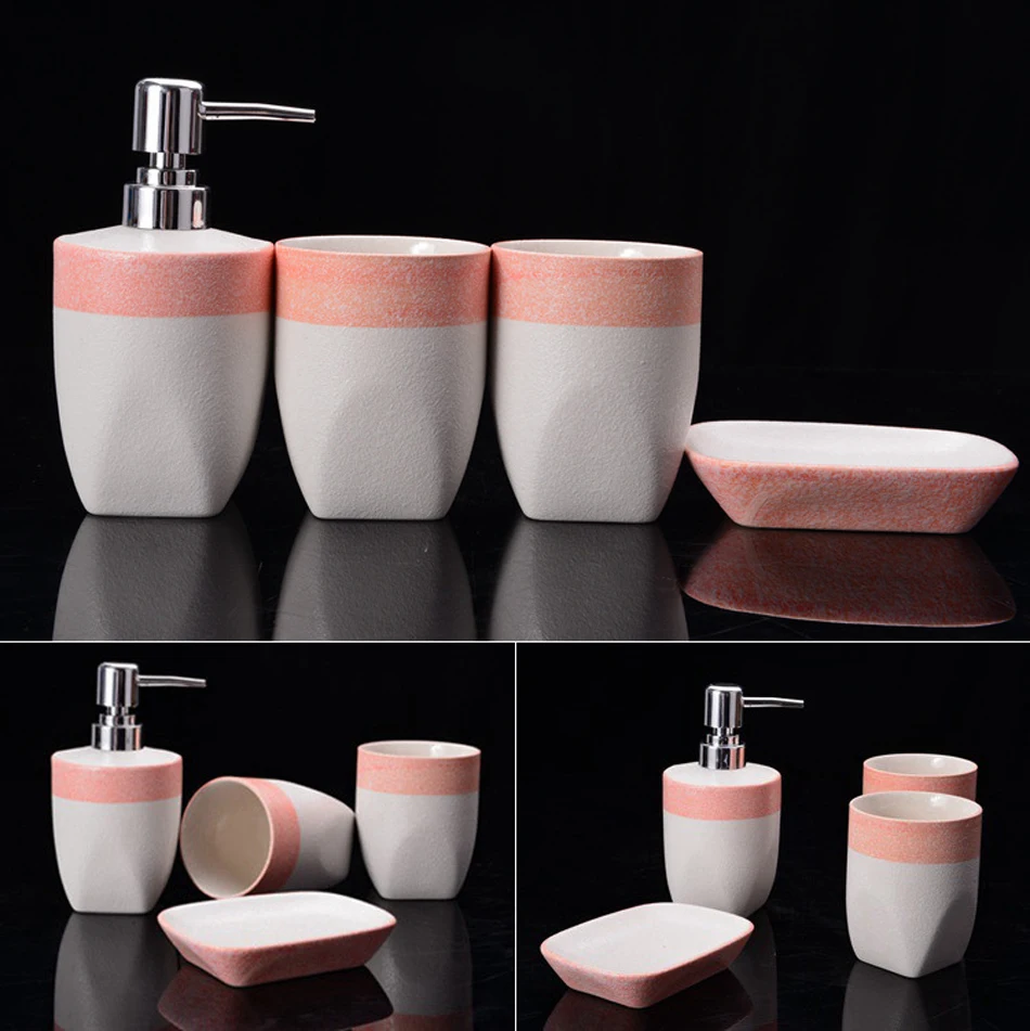 ONEUP набор из 4 предметов/набор для ванной комнаты мраморные керамические аксессуары для ванной комнаты мыльница держатель для зубной щетки бутылка для лосьона чашка для рта