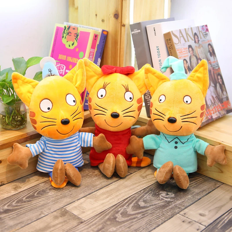 Tumama Russian Cartoon Three Kittens Happy Kittens Cat Stuffed Plush Toys Soft Animals Cat Toy Doll 2