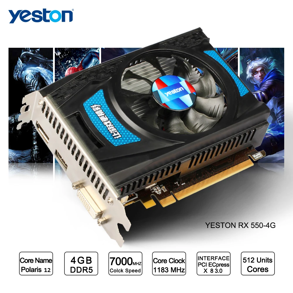 Buy Yeston Radeon RX 550 GPU 4GB GDDR5 128bit Gaming