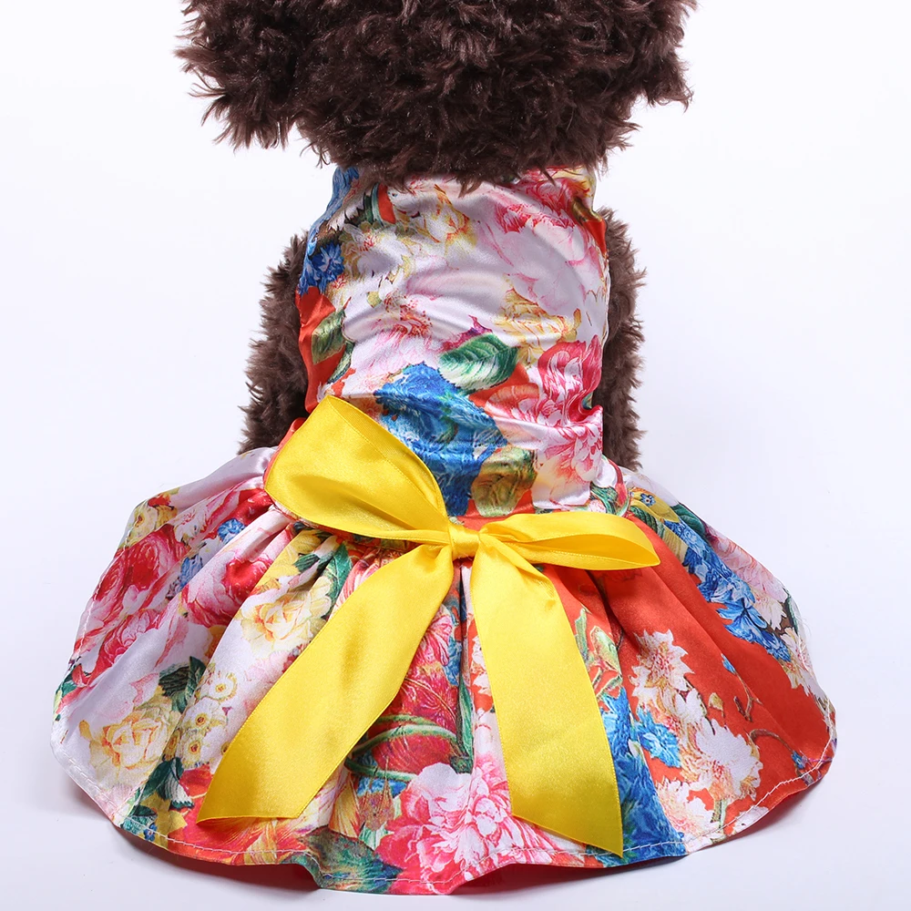 Dog Pet Floral Dress Tutu Cat Puppy Skirt Dresses Summer