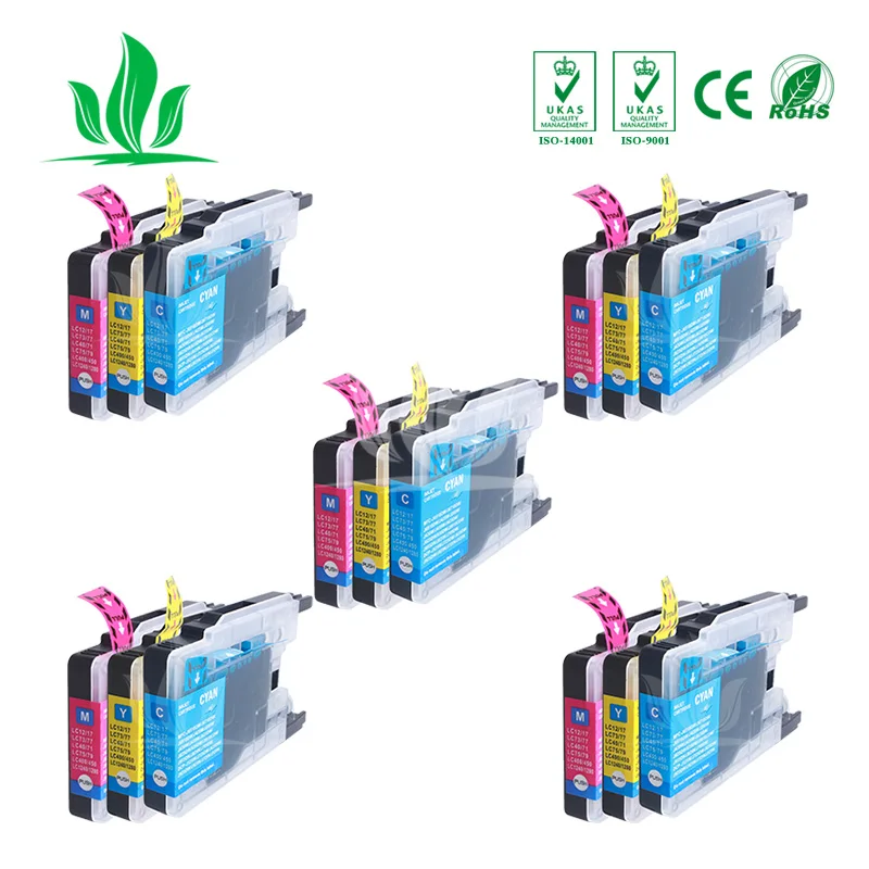 

1240XL 15PCS CMY Compatible Ink Cartridge For LC12 LC40 LC71 LC73 LC75 LC400 LC1220 LC1240 For Brother Printer J840N