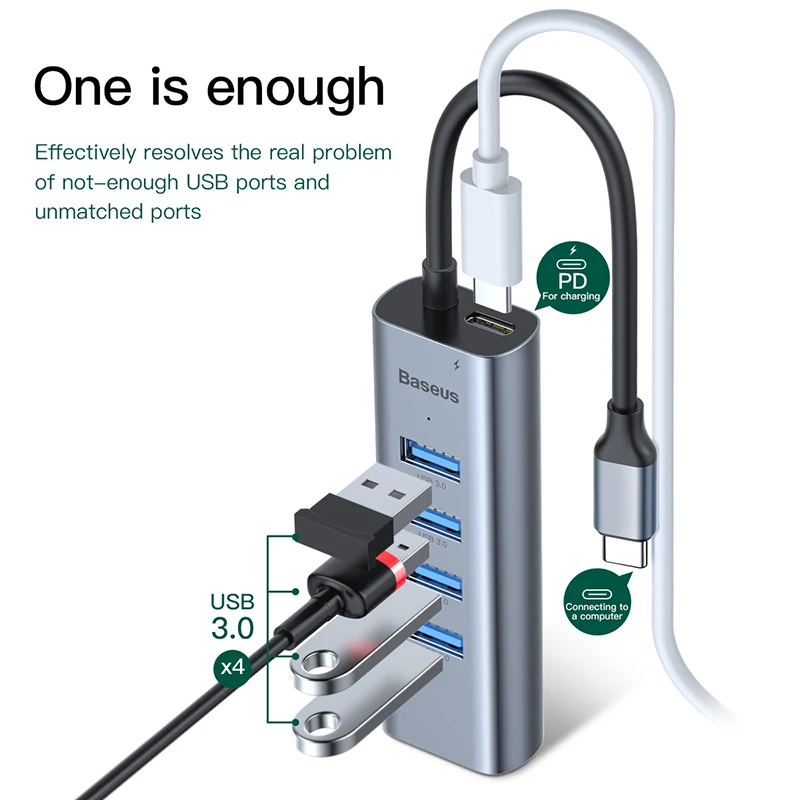 Baseus Мульти USB 3 0 type C концентратор порт для Macbook Air Pro Otg HDMI RJ45 адаптер сплиттер