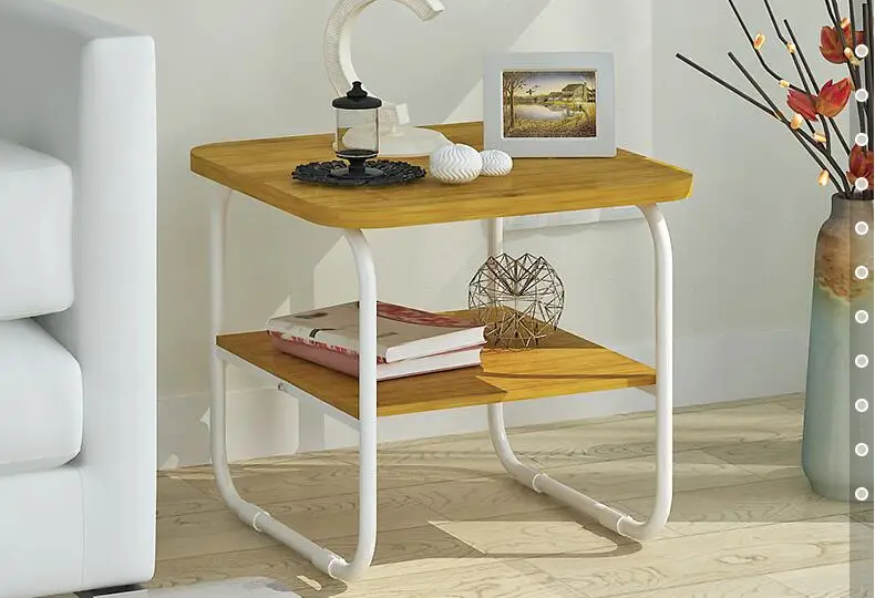 50*50*47.5CM Double-Layer Bedside Table Sofa Side Coffee Table Living Room Tea Table Modern Dining Table