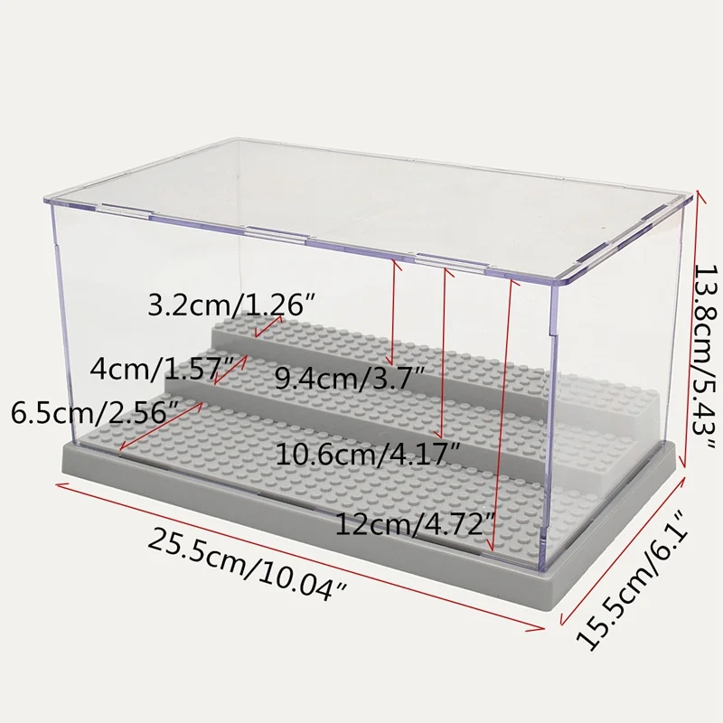  [Yamala] Display Case/Box Dustproof ShowCase Gray Base For  Blocks Acrylic Plastic Building Block Display Box Gifts For Boys