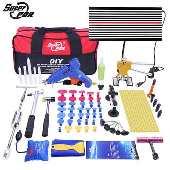 Buy PDR Tools Paintless Dent Repair Tools Dent Removal Car Kit LED Reflector Board Dent Puller Glue Gun Pump Wedge Hand Tool Set