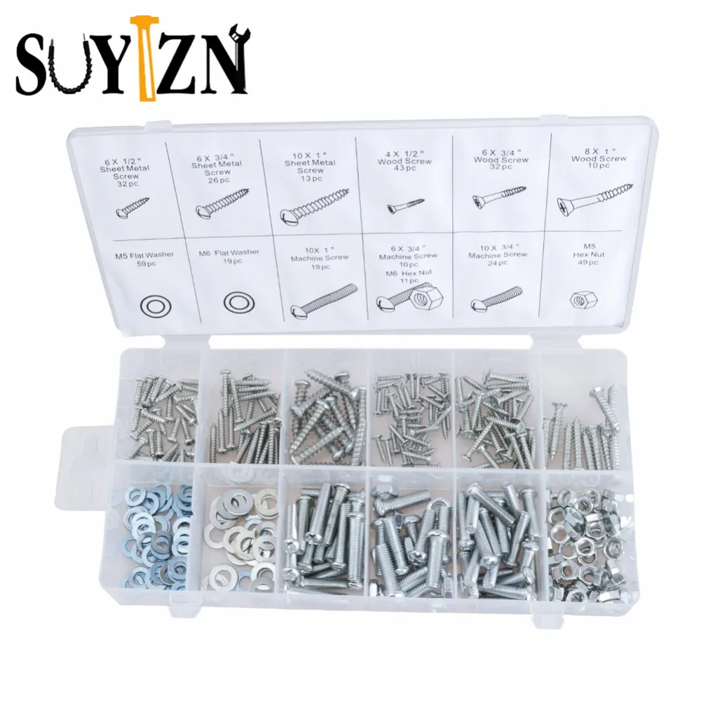 347Pc Metric Nuts And Bolts Box Washer Kits Metal Screws Assortment Kit