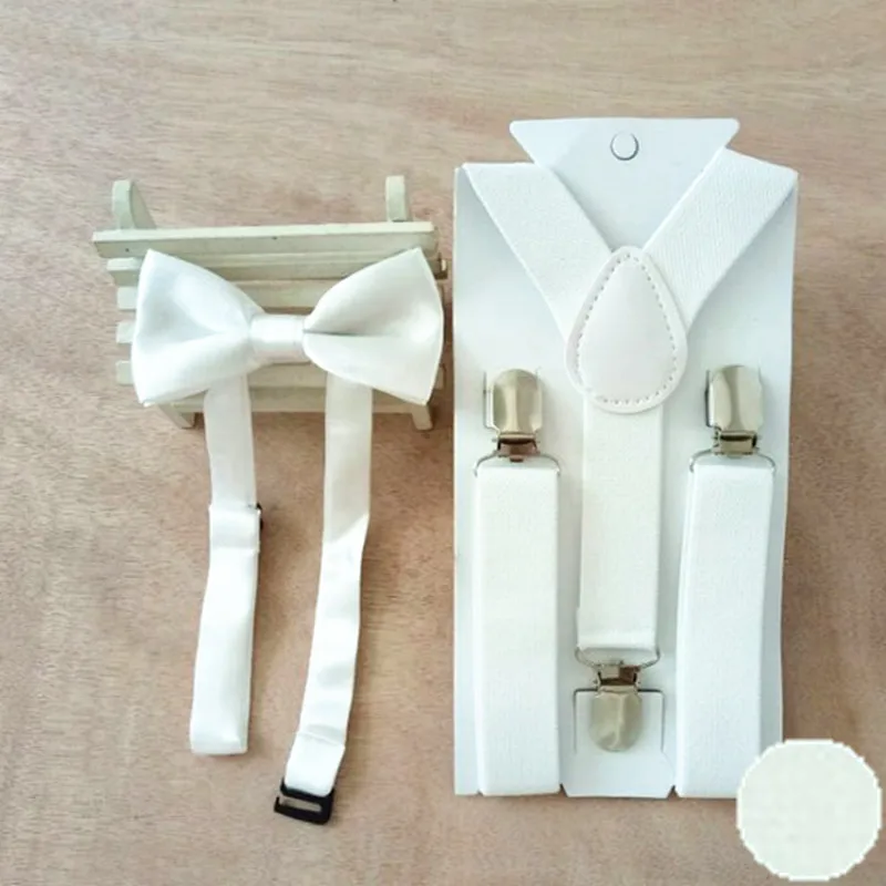 Lb001-s Размер ярких цветов Детская supenders и бабочкой комплекты y-обратно подтяжки для свадьбы - Цвет: white