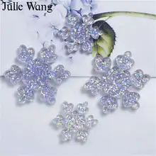 Julie Wang 10 шт Смола Снежинка блесток блестящая вспышка плоская спина, кабошон Подвески для изготовления ювелирных изделий чехол для телефона аксессуары для украшения