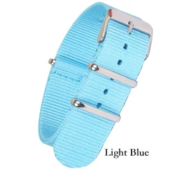 Durable Solid Color Nylon Watchband with Stainless Steel Buckle - Brown, Red, Black Strap Options - 22mm (Blue)