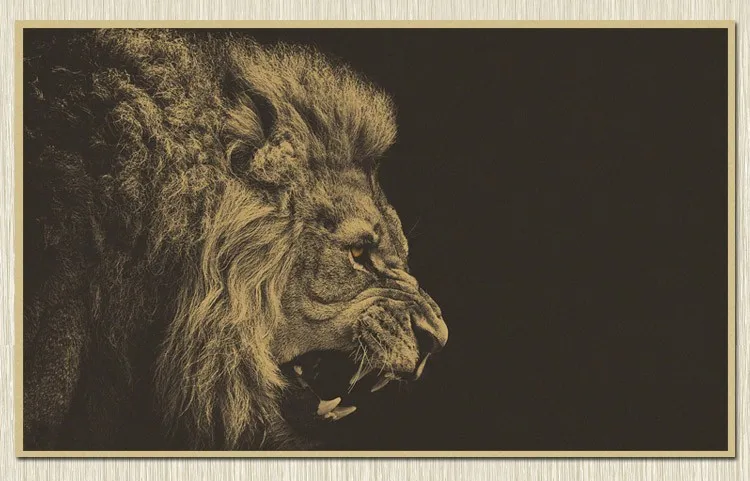 

Nostalgia Lions Painting retro Kraft Paper Poster vintage Wall Art Crafts Decor Sticker Living Room Antique Bar Pub Cafe Plate