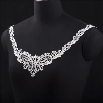

5 PCS LP-DC27 White Embroidery Polyester DIY Accessories Craft Collar Applique Patches Neckline Venise Lace Fabric