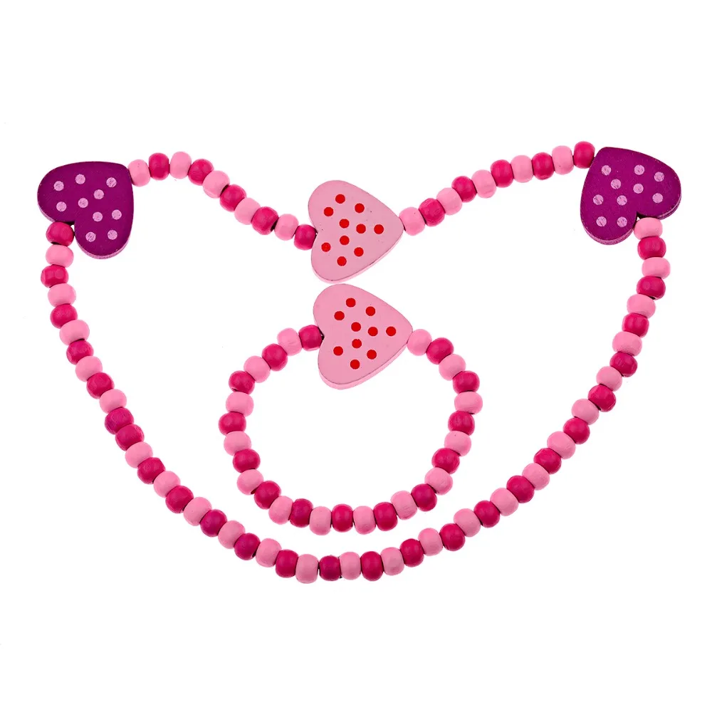 Комплект из колье серёг и браслета с деревянными бусинами|children jewelry set|jewelry setsjewelry