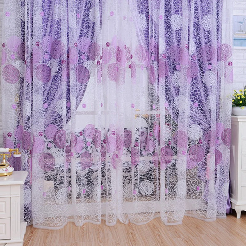 

Home Decoration Leaves Pattern Window Voile Curtains 100 *200 CM Living Room Sheer Tulle Valance Curtain Blinds