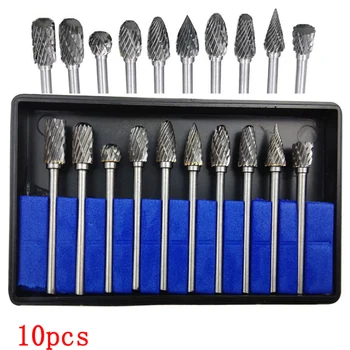 

New 10pc 1/8" Shank Tungsten Carbide Milling Cutter Rotary brocas com escareador hss steel cone drill set diamond drill 10mm