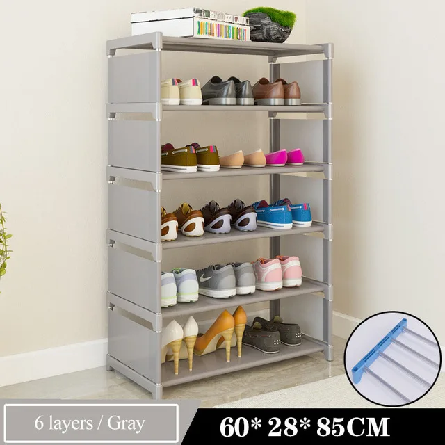 grey 6 layers Простой пыле полка для обуви 3/4/6-слойное бальное платье из сборки обуви Полка для пластикового стеллажа обувной шкаф дома, общежития стойка для обуви - Цвет: grey 6 layers