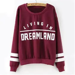 2016 Для женщин Повседневное с длинными рукавами свитер с капюшоном Джемпер Пуловер Рубашка с буквенным принтом пальто dreamland Nirvana