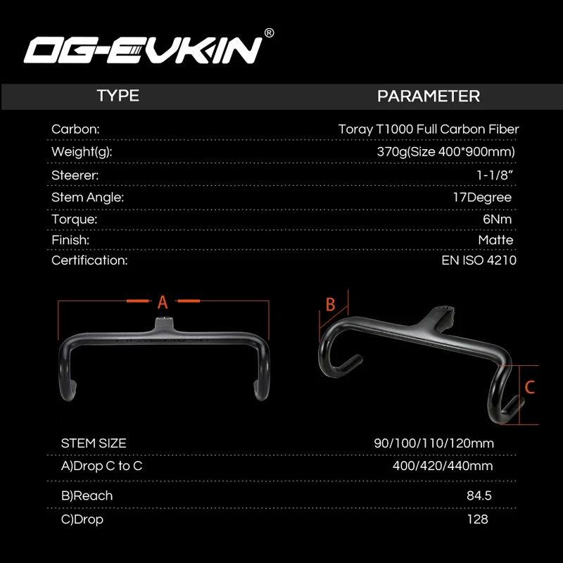 OG-EVKIN HB001 карбоновый дорожный велосипедный Интегрированный руль UD matt 28,6 мм для шоссейного велосипеда 400 420 440 мм детали для велосипеда