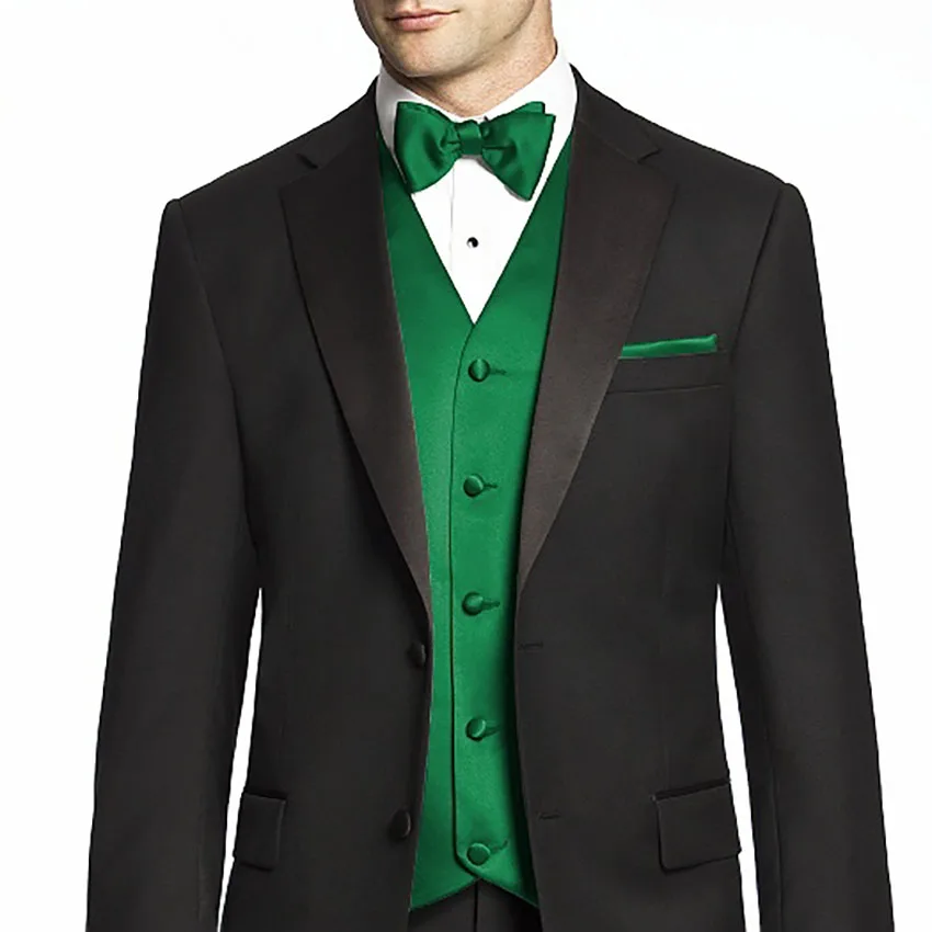 Trajes De Novio Hijau Tuxedo Rompi 