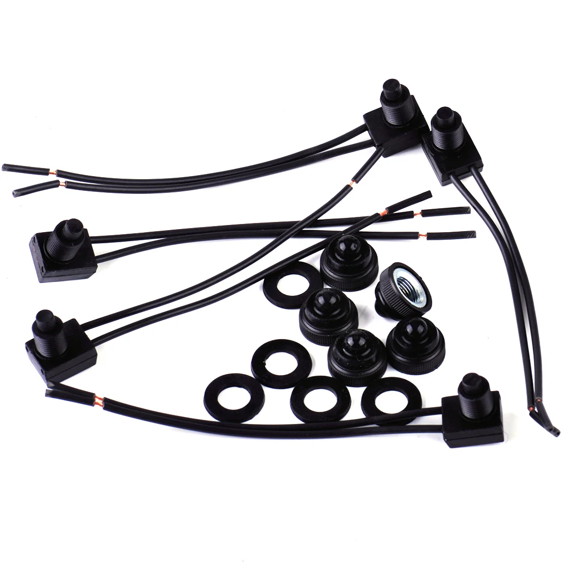 CITALL Black 5 PCS Waterproof Push Button On Off Switch Boot with 4