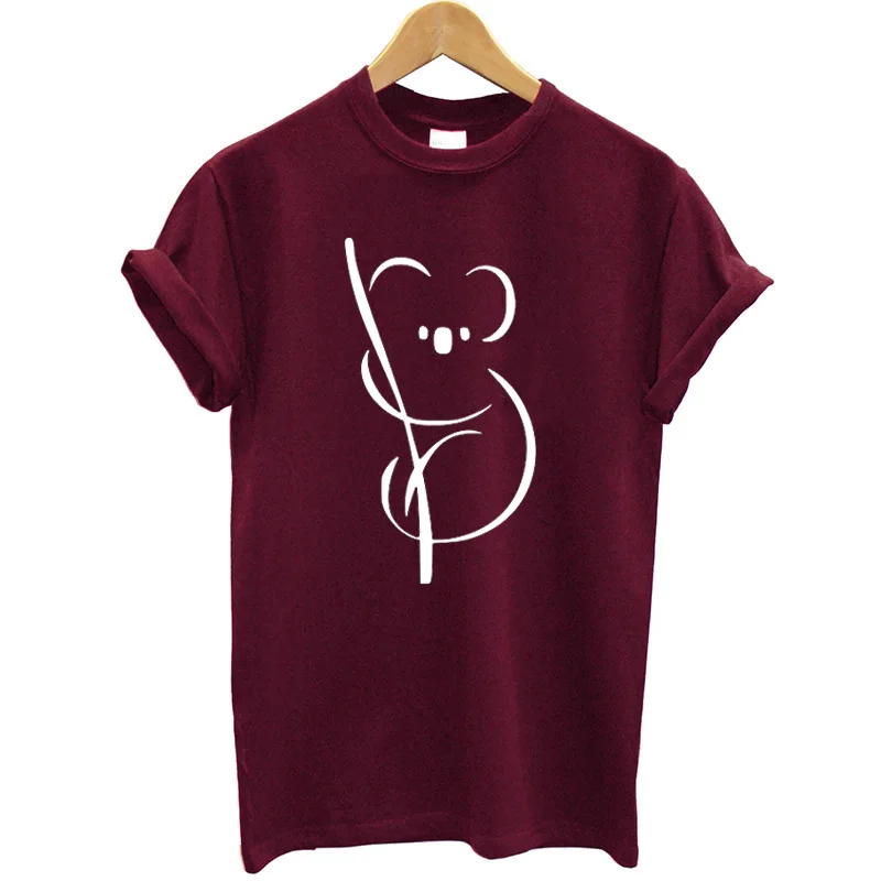 كوال على شجرة الجرافيك مطبوعة النساء T قميص القطن قصير الأكمام عارضة كوع تي أنثى قميص الشارع الشهير مضحك الصيف قمم محب كوال على شجرة الجرافيك مطبوعة النساء T قميص القطن قصير الأكمام عارضة كوع تي أنثى قميص الشارع الشهير مضحك الصيف قمم محب