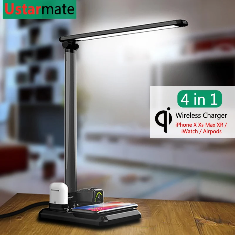 

Qi Wireless Charger Table Lamp for iPhone Samsung Smartphone Charging Stand Watch Charge for iWatch Airpods Charge Adapter