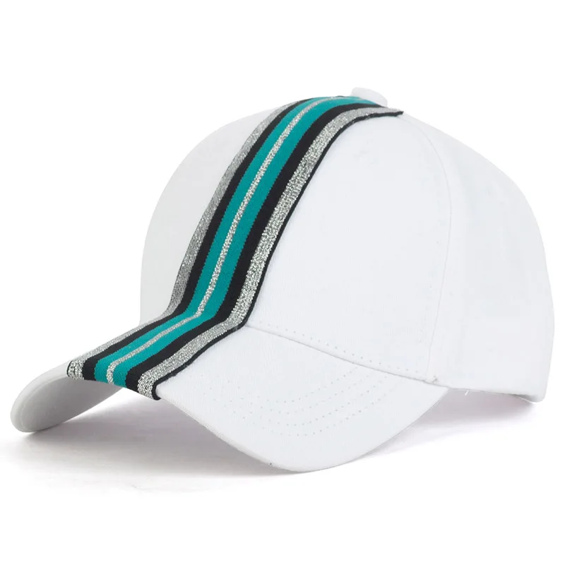 Geebro/модные повседневные цветные Хлопковые бейсболки с лентами для женщин и девочек, однотонные регулируемые кепки в стиле хип-хоп, спортивные облегающие кепки - Цвет: Silver White