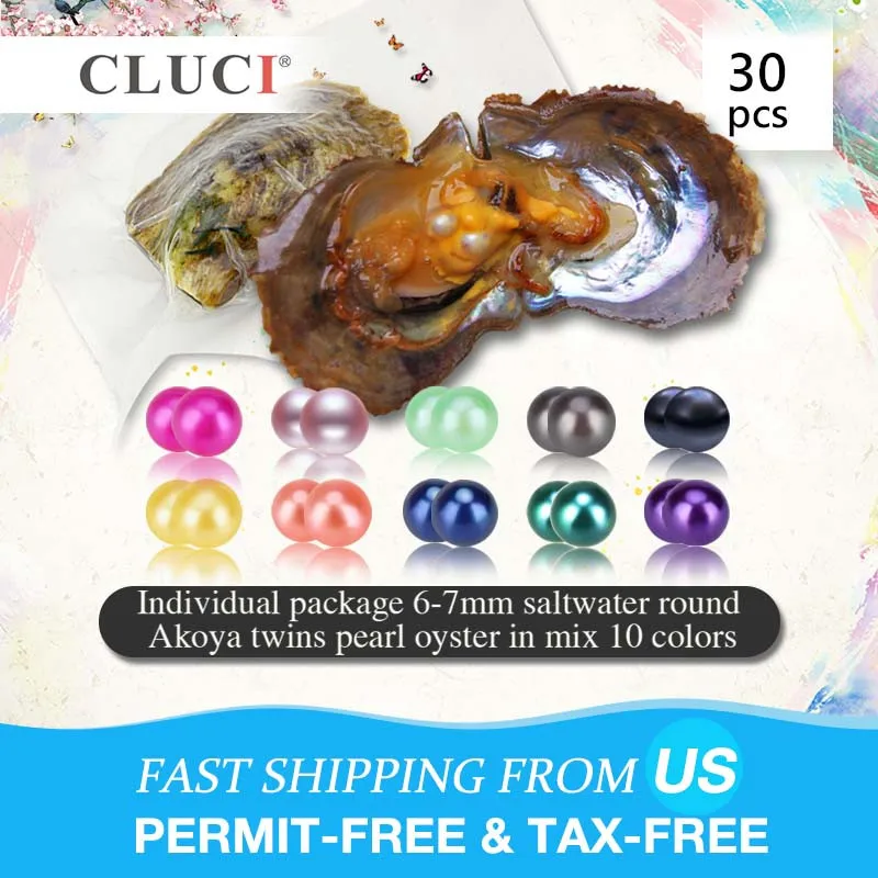CLUCI 30 шт. Twins Akoya жемчужные Oysters 6 7 мм Качество Смешанные 10 цветов соленая жемчужная