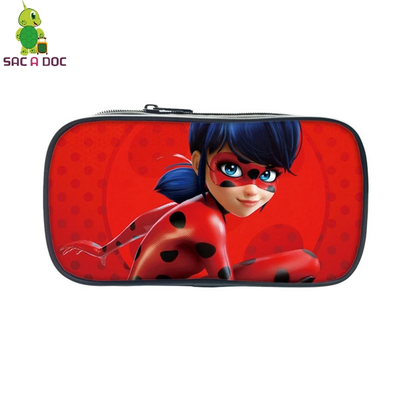 

Anime Miraculous Ladybug Cosmetic Cases Marinette Ladybug Cat Noir Pencil Box Boys Girls Kids School Supplies makeup bags