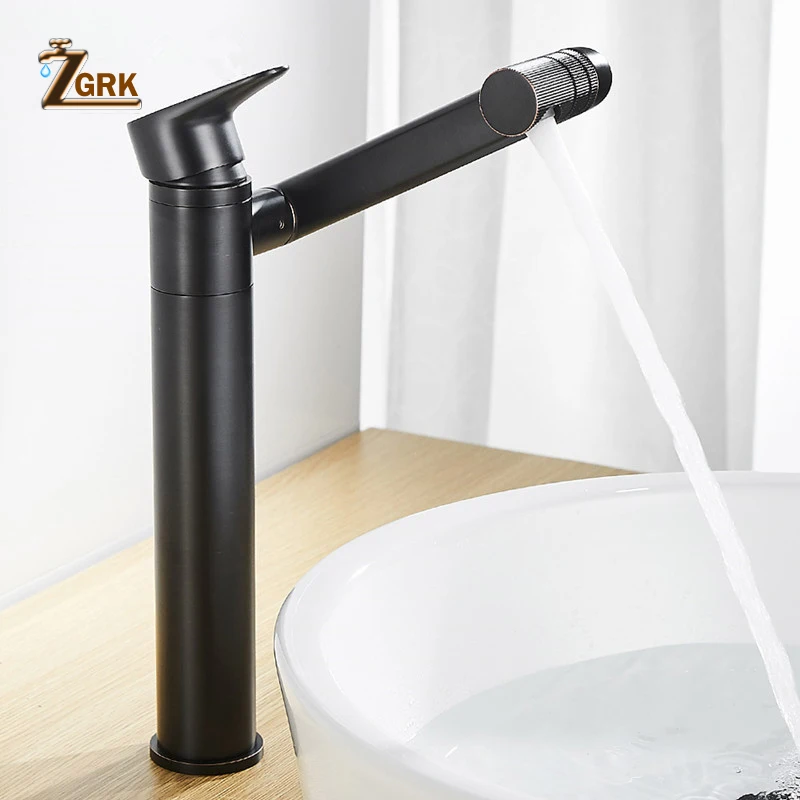 

ZGRK Dark bronze basin faucets Hot and cold Single Handle Deck Mounted Rotatable Basin Torneira Faucets Mixer Tap