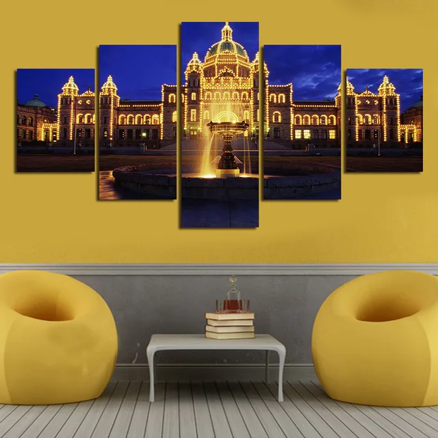 HD print 5pcs Castle Landsca canvas wall art Painting poster modern