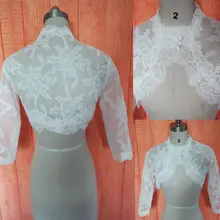 Белая/слоновая кость Черная кружевная Свадебная куртка с длинными рукавами Свадебные шали и обертывания высокое качество пуговицы Свадебная куртка