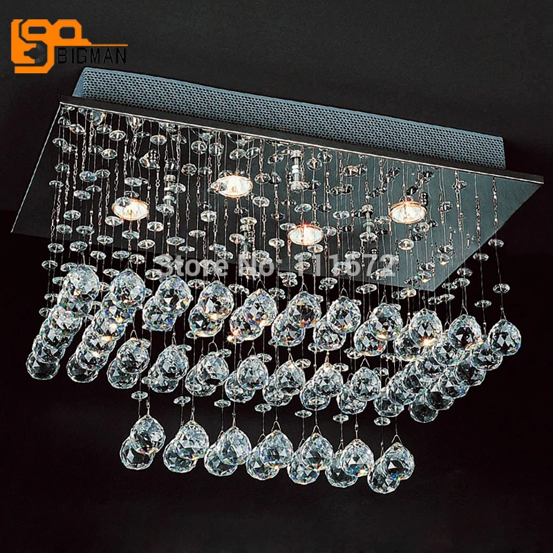 

new modern chandelier square flush mount crystal chandeliers lighting dinning room lamp LED light length 65cm