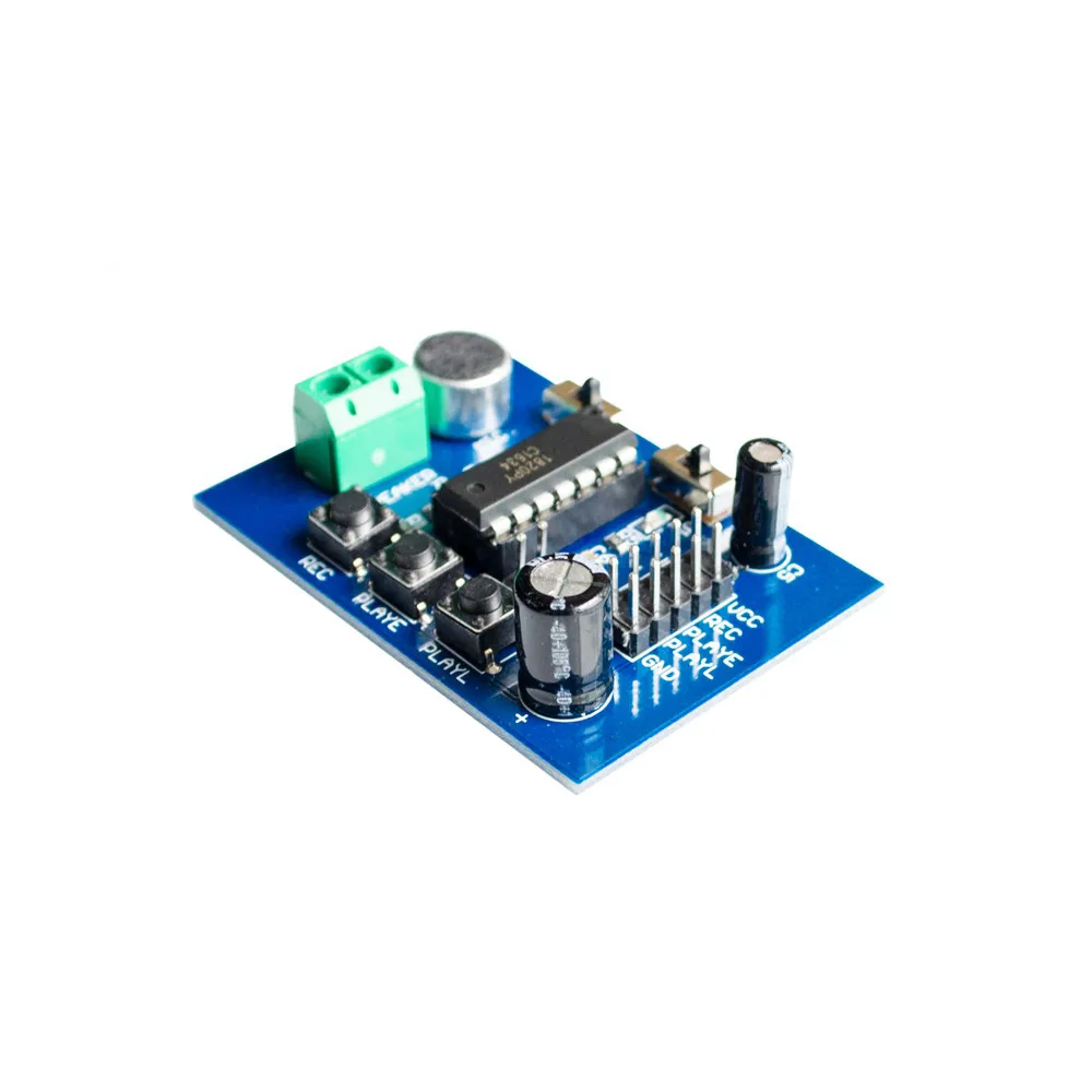 Blue PCB version, ISD1820 voice board, voice module, recording and playing module (board mounted microphone).