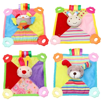 

Crinkle Teether Blanket Animal Pattern Baby Crinkle Teether Blanket Infant Appeasing Towel Teether Toy Children Swaddling Towel
