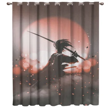 

Japanese Samurai Room Curtains Large Window Window Curtains Dark Curtain Rod Living Room Decor Outdoor Kitchen Decor Swag