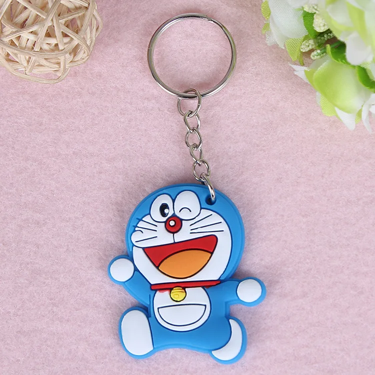 100 unids/lote PVC silicona suave dibujos animados anime Hello Kitty animal Llaveros baratijas llavero Amuletos llaveros