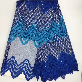

2017 Embroidered French Lace Fabric New Arrival Beaded Guipure Tulle Lace Fabric Wholesale Party wedding dress blue
