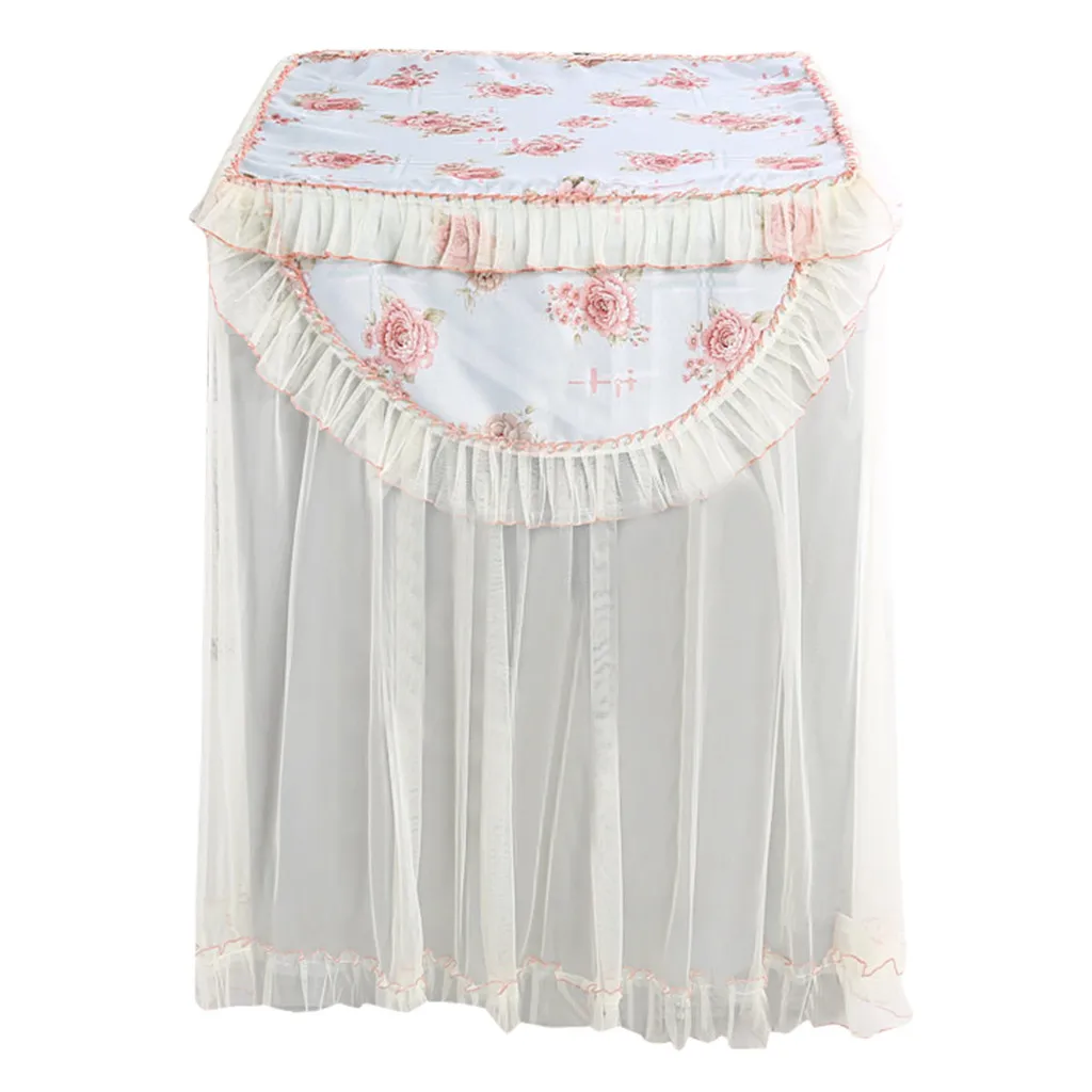 Lace Ruffle Floral Washing Machine Dust Cover Protection Front Durable Soft Home