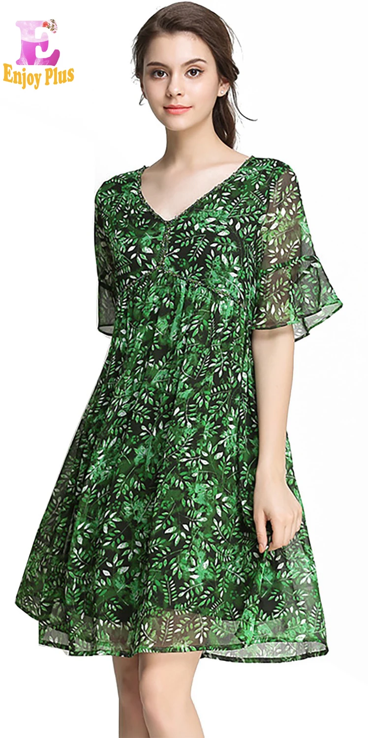 M L XL XXL 3XL 4XL 5XL plus size chiffon elegant new summer 2017 green ...