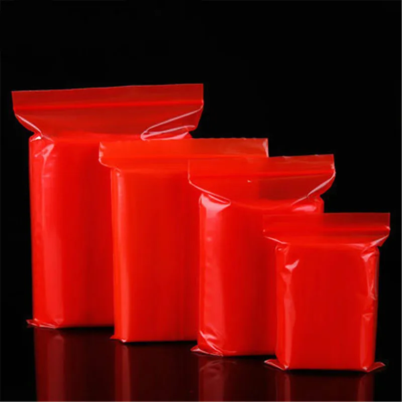 

Thickened 12 Wires PE Ziplock Bag 100pcs/Lots Red Color Zipper Bags Self Sealing Plastic Food Bags Makeup Ziplock Poly Bags
