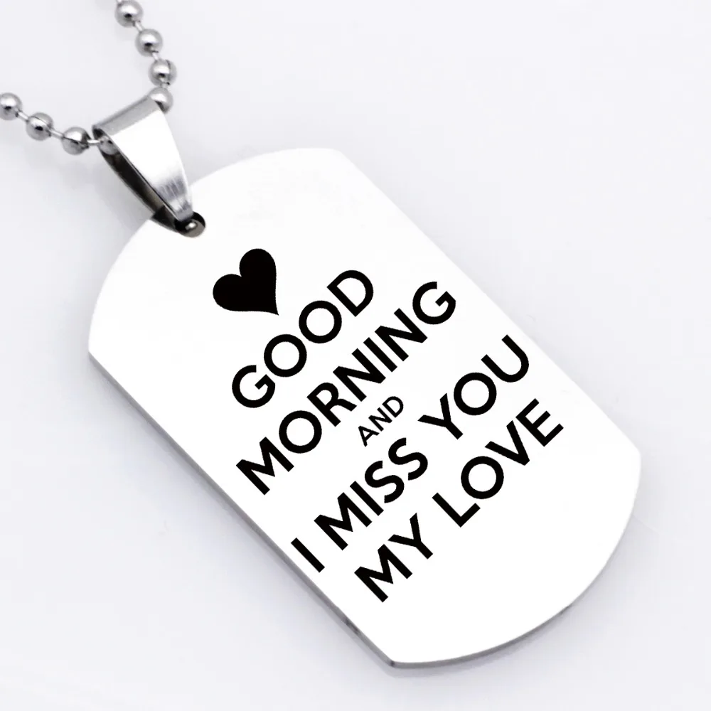 Good Morning And I Miss You My Love Necklace Keychain Women Stainless Steel Jewelry Accept Drop