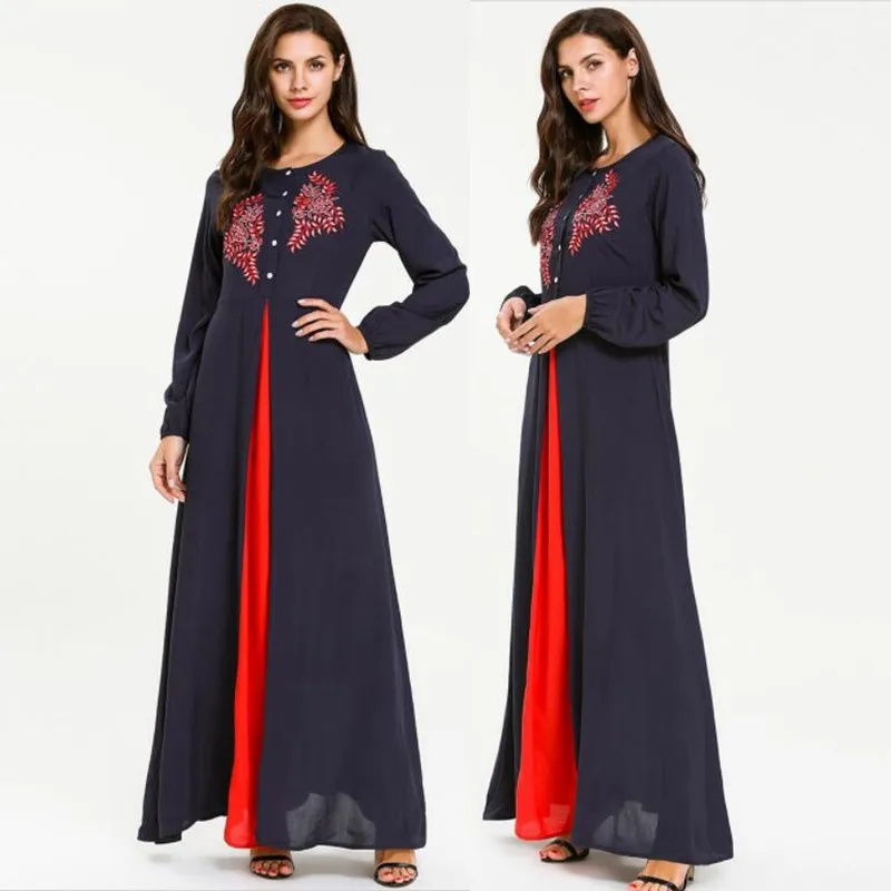 

2019 Fashion Embroidery Flower Muslim Dresses and Abaya for Women Islamic Cothing Jilbabs Abayas Big Size 4XL Caftan Marocain